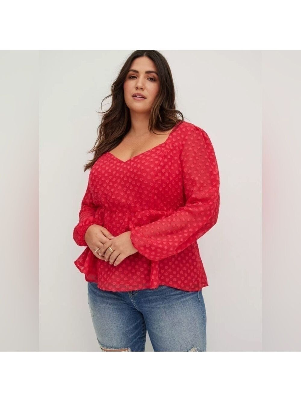 Torrid Plus Size Peplum Chiffon Heart Blouse